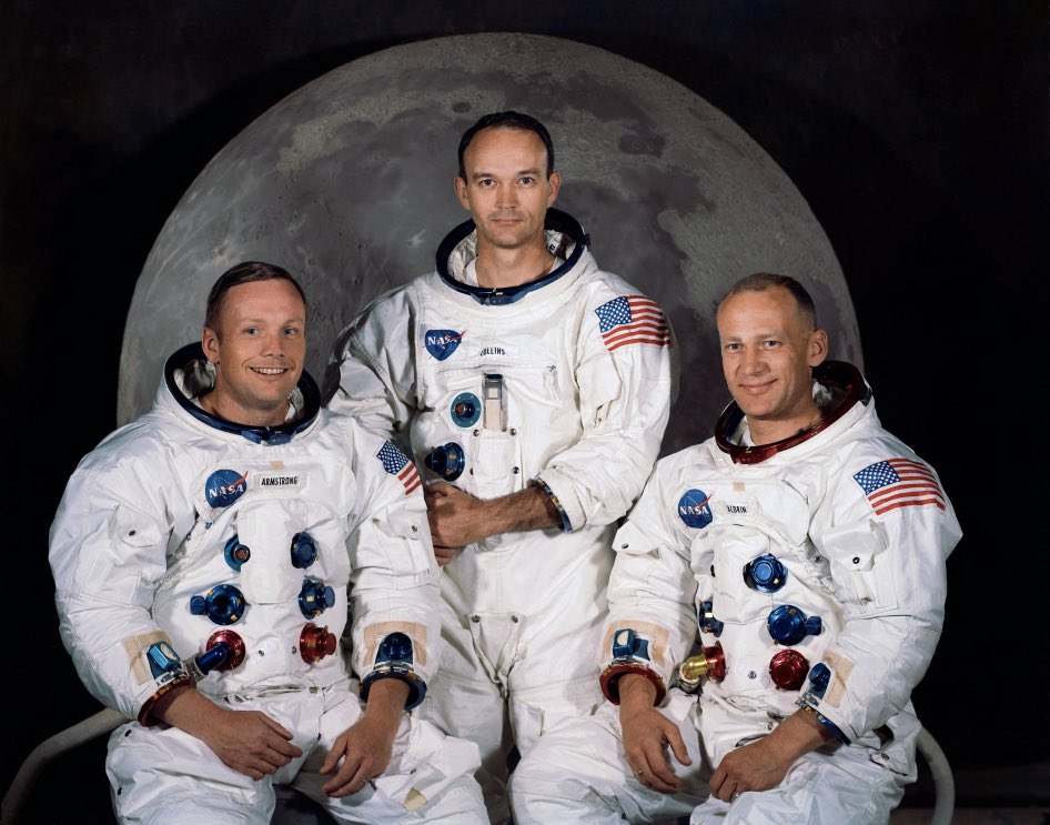 阿波羅11號登月三個太空人，右為艾德林。（圖／Twitter@buzz aldrin）